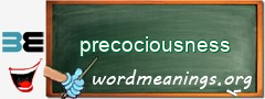 WordMeaning blackboard for precociousness